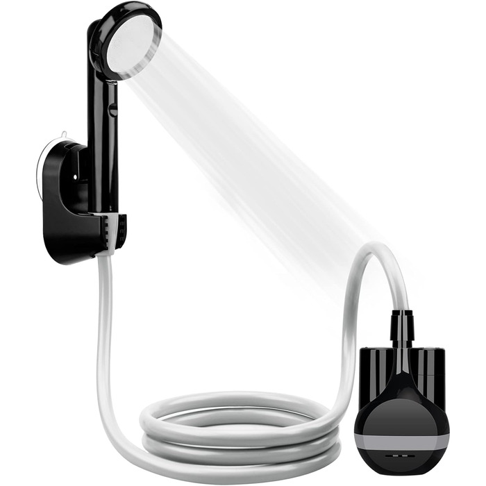 LIBERRWAY Camping Shower with Pump, Camping Shower Set with Rechargeable Battery, 2m Shower Hose Outdoor Shower for Garden, Beach, Camping, Travel, Car Washing, Mobile Shower Black (Black)