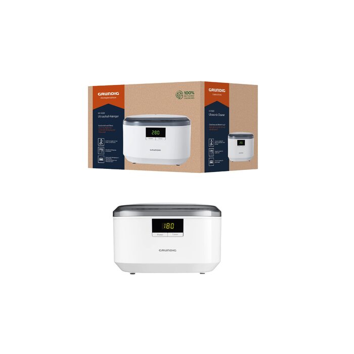 Ультразвуковий очищувач Grundig UC 6620 з таймером, 500 мл, 50 Вт, білий