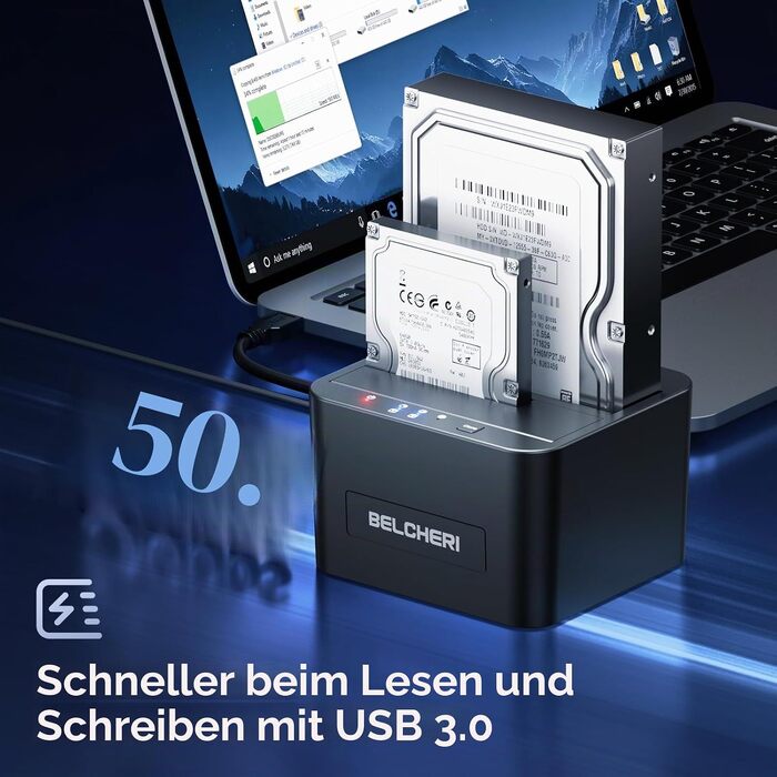 Док-станція для HDD/SSD USB 3.0 на 2 слоти, для 2.5