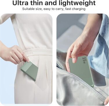 Power Bank Nobis 10000mAh 25W з USB-C кабелем, цифровою індикацією, зелений