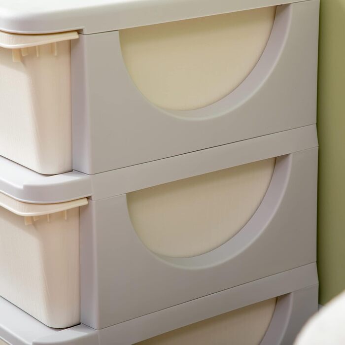 HOMCOM Kids' Storage Drawer Cabinet with Storage Boxes, Toy Organizer, Toy Chest, Three Tiers for Kids' Rooms, 3-6 Years, Children's Furniture, 37 x 37 x 56.5 cm (37L x 37W x 56.5H cm, Cream White)