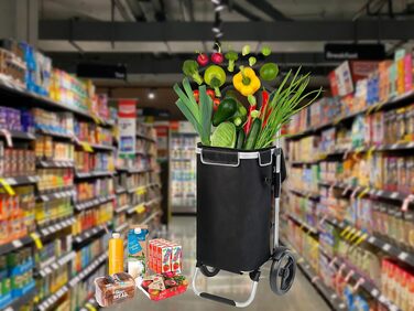Сумка-візок для покупок Shoppingcruiser Allround з термобоксом 41л, складана, зі знімною сумкою (Чорна)