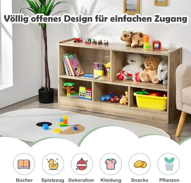 DREAMADE Kids Bookshelf, Toy Storage Bookshelf for Children, Toy Shelf for Kids' Rooms, Playrooms and Kindergarten, 111 x 30 x 61.5 cm (Gray)