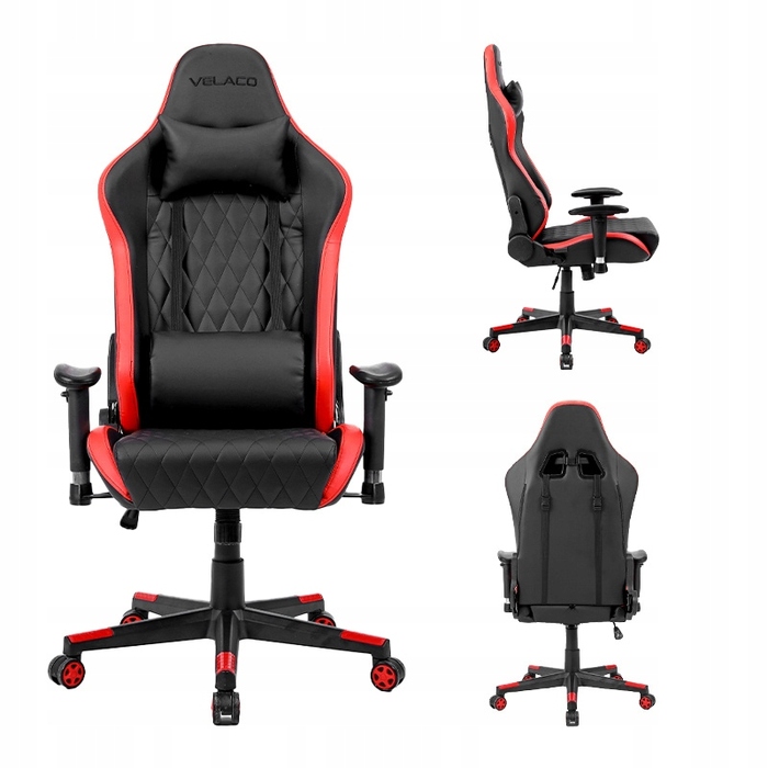 Ігрове крісло Velaco FURY-BL-RD, штучна шкіра, чорно-червоне