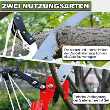 Telescopic Pruning Saw with Pole Saw, 82-402cm Pole Saw with Telescopic Handle, Adjustable Length Pulley Garden Saw Tree Saw, Lightweight Stainless Steel Telescopic Saw High Reacher, Manual Tree Shears for High Branches