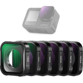 Набір фільтрів ND NEEWER (4 шт.) + лінза збільшення 15x для GoPro Hero 13/12/11/10/9, ND8/ND16/ND32/CPL, аксесуари для макрозйомки