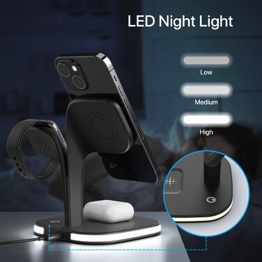 Зарядна станція 5-в-1 для iPhone від Apple: MagSafe, сумісна з iPhone 17/16/15/14/13/12, Apple Watch та AirPods (чорний)