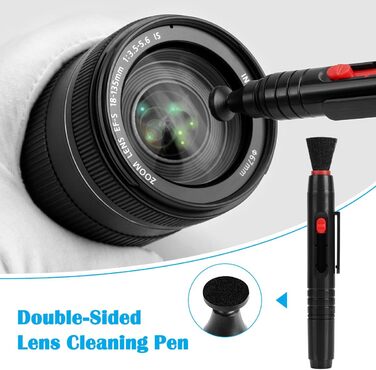 Набір для чищення камери ARVOK: 32 шт. для об'єктивів DSLR, смартфонів, з блоком продування, паличкою та стікером. Вологостійкий комплект.