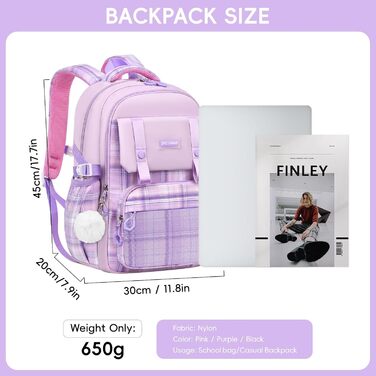 Шкільний рюкзак для дівчинки 1-5 клас, 2025, рюкзак у школу для дітей, Каваї, ергономічний з нагрудним ременем, шкільна сумка 6-12 років, водовідштовхувальний, 27L (Ліловий)