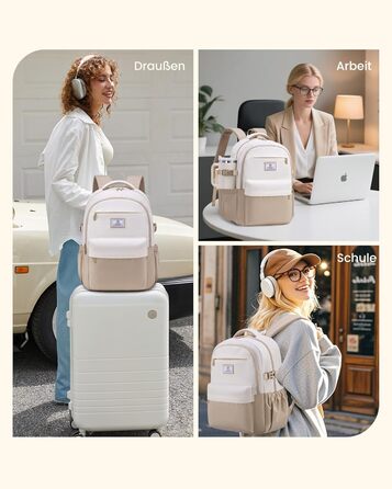 LOVEVOOK Рюкзак для жінок, 15.6 дюймів, рюкзак для ноутбука, шкільний рюкзак для дівчаток-підлітків, водонепроникний, з багатьма відділеннями, сучасний рюкзак для роботи, школи, подорожей, 15.6' (Рожевий & Сірий)