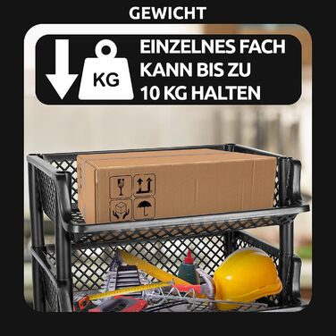 Plastic shelf system, stackable/expandable plug-in system as a stacking shelf, 6 shelf elements in black