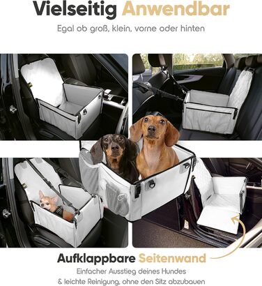 Extra Stable Dog Car Seat - Reinforced Walls & 5 Straps - Waterproof Dog Car Seat for Rear & Front Seat (Standard Size)