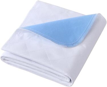 Aimtton 2-Pack Washable Incontinence Pad 86 x 132 cm Absorbent Nonwoven Mattress Cover Waterproof and Washable, Blue-White
