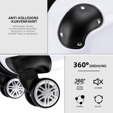 Набір валіз Beibye: 3 валізи з жорстким корпусом, роликові валізи для подорожей (білий)