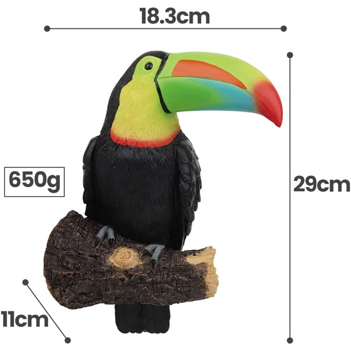 NORHOR Garden Statues, Toucan Ornament, Sculpture made of Polyresin, Polyresin Artificial Birds Craft Garden Animal Statue Tree Hanging Pastoral Decoration Pendant Outdoor Yard Decoration. (Rainbow)