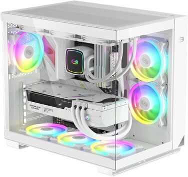 Корпус ПК Tower ATX C3T500 ARGB від PCCOOLER: 6 вентиляторів ARGB, підтримка RTX 40, скляна панель, безрамна конструкція (білий)