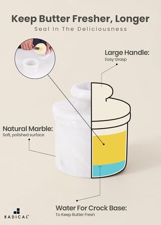 Butter dish, handmade butter container made of marble, storage for the kitchen, white