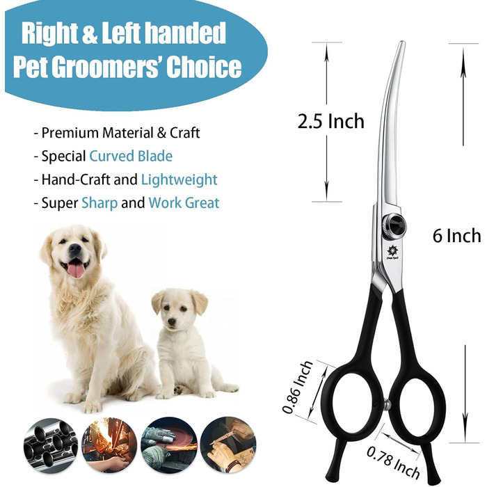 Ножиці для собак Dream Reach 6.5 дюймів, професійні, з нержавіючої сталі 440C, для грумінгу, в подарунковій коробці