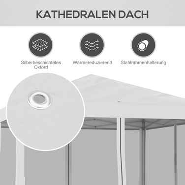 Outsunny Gazebo, approx. 3x3m, Water-Resistant, Stable, Winter-Proof Pop-Up Folding Gazebo with UV Protection, Foldable Party Tent, Garden Tent with 4 Side Panels, Bag Garden Gazebo for Camping Garden, Cream White | Aosom