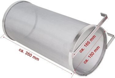 Beeketal 'BBF-1' Beer Hop Filter Fine Mesh Strainer made of stainless steel with a very fine 300 micron mesh (approx. 350 x 150 x 150 mm), beer filter e.g. for clarifying mash residues, with a bracket for hanging.