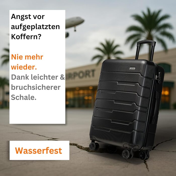 Чемодан NOWI Bergamo: водонепроникний, 8 коліс, 360°, телескопічна ручка, повне внутрішнє оздоблення (L, Чорний Midnight)