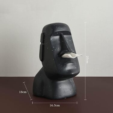 BA Moai Tissue Box, Easter Island Tissue Holder, Moai Cosmetics Box for Kitchen Living Room Bedroom - 25x16.5x18cm