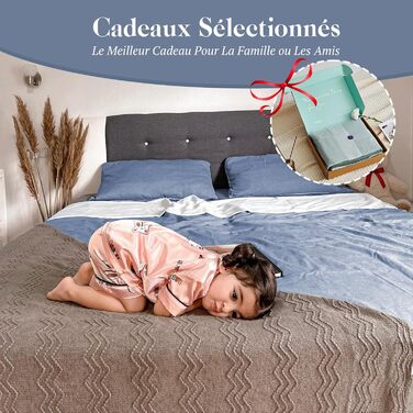 MILDLY Duvet Cover 240 x 260 cm, Cotton, Washed, Öko-TEX, Blue, Duvet Cover with Zipper, Bedding 240 x 260 cm, for Adults, Cotton with 2 Pillowcases, 65 x 65 cm