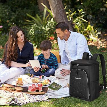 Рюкзак-холодильник PENGDA 25L: ізольований, водонепроникний, для пікніків, кемпінгу, пляжу - чорний