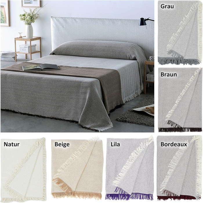 Daybed Cover - Living Room Blanket made of Cotton, Practical Throw as a Sofa Blanket or Couch Blanket - Bed Throw Blanket - High-Quality Bedspread in Beige, 180 x 260 cm