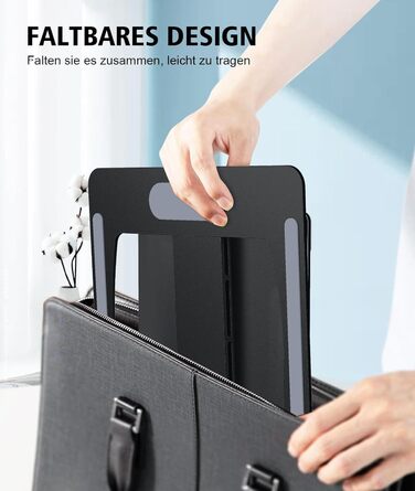 Підставка для ноутбука Glangeh, регульована по висоті, ергономічна, портативна, для столу, складна, з алюмінію, сумісна з MacBook Air Pro (10–16 дюймів), чорна