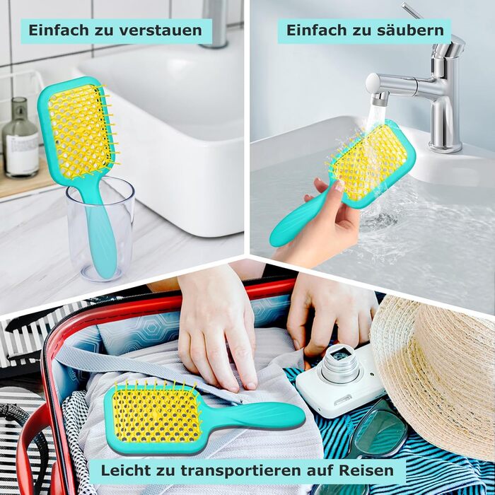 Щітка для волосся SHINLEA без заплутування для мокрого та сухого волосся, швидко сушиться, з вентиляцією, розплутує волосся для жінок, чоловіків, дітей, зменшує випадіння волосся, видаляє ковтуни (Блакитна)