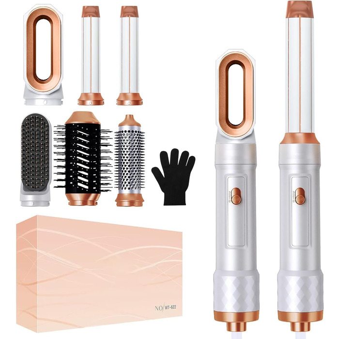 Airstyler 5 в 1: Фен-щітка з іонізацією, 20 м/с, 110 000 об/хв, для створення локонів та випрямлення волосся (фіолетовий)