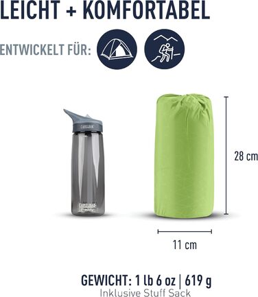 Килимок туристичний Sea to Summit Comfort Light Self Inflating - Green, Small