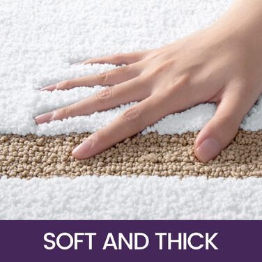 DEXI Non-Slip Bath Mat - Absorbent, Washable Bathroom Rug - 61 x 110 cm - Beige