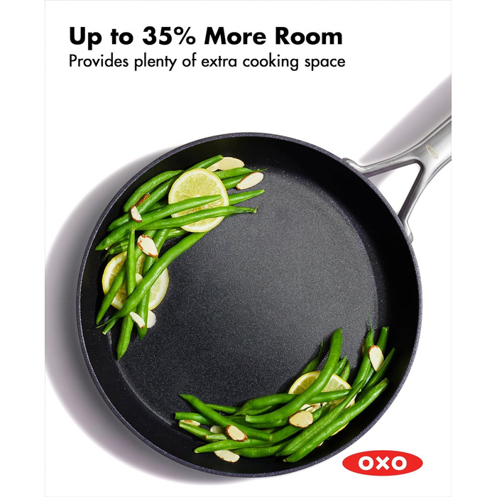 Набір посуду OXO Professionelles 5 предметів: каструлі та сковороди з керамічним покриттям, індукційні, з нержавіючої сталі, без PFAS, з алмазним посиленням, для посудомийної машини, чорний