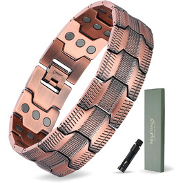 Браслет на руку чоловічий MagEnergy з міді - з 3 потужними магнітами, регульована довжина, інструмент для регулювання розміру