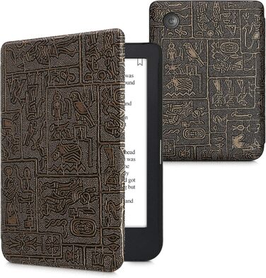 Чохол-книжка kwmobile для Kobo Clara 2E / Tolino Shine 4 - з єгипетськими ієрогліфами, золотий/чорний