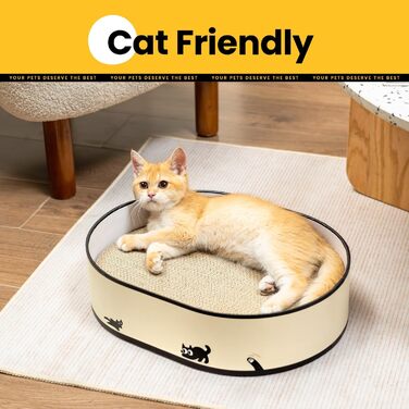 Котячий когтетоп з коробкою та 4 змінними когтеточками - великий комплекс з міцного гофрокартону, двосторонні когтеточки з наклейками DIY - лежанка для котів у квартирі, захист меблів. Великий котячий бокс + 4 когтедрови + наклейки