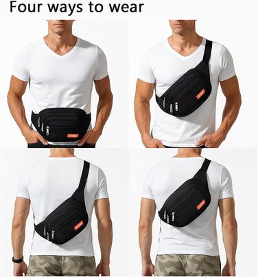 Гребельна сумка GraceTop для спорту та активного відпочинку. Чорна сумка на пояс з 4 кишенями на блискавці та регульованим ремінцем. Підходить для бігу, їзди на велосипеді, походів та кемпінгу. Водонепроникна.