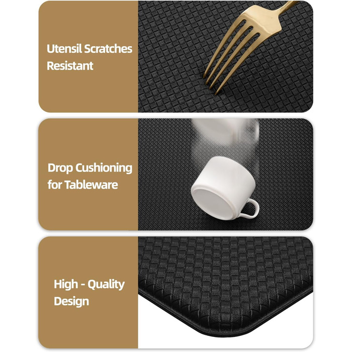 Килимок на кухню COLOR&GEOMETRY 44x150 см, неслизький, PVC, водо- та оліостійкий, з гумовою основою, для кухні, пральні, коридору (Чорний, 60x180 см, прямокутний)