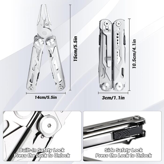 Мультитул з нержавіючої сталі 14-в-1, багатофункціональний інструмент, з ножем, лінійкою, пилкою, для кемпінгу, туризму, з чохлом, чорний