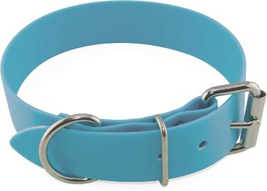 Ленні Нашийник BioThane, нержавіюча сталь, ширина 38 мм, розмір 38-48 см, можливість нанесення напису, колір Cyan/Turquoise