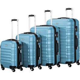 Набір валіз Zelsius 4 шт. рожевий колір | ABS, з кодовим замком, 4 колеса, внутрішня перегородка | Ручна валіза, набір валіз, Trolley, велика валіза (сталево-блакитний)