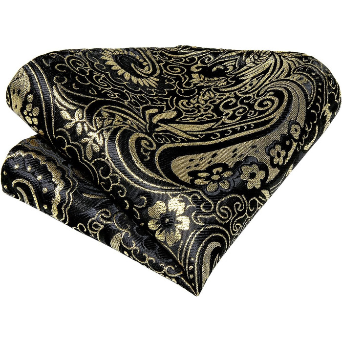 Набір краваток DiBanGu для чоловіків: візерунок пає, краватка, кишеньковий хустинка, краваткові застібки, для весілля та офіційних заходів (чорний / золотий)