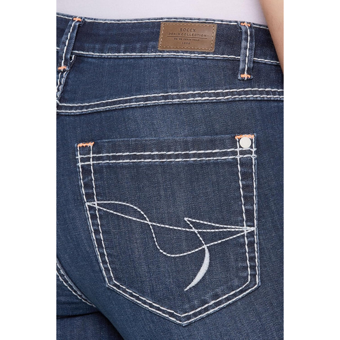 Джинси жіночі SOCCX Regular Fit: зручний стрейч-денім, прямі штанини, середньої посадки, Dark Vintage Used 27W/32L