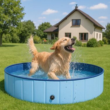 Зручний надувний басейн для собак та котів, 120x30 см, з клапаном для зливу води, неслизький, портативний