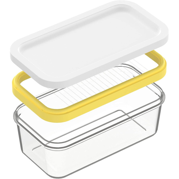Plastic butter shaper, butter container with lid for the refrigerator, easily cuts two 113 ml sticks of butter