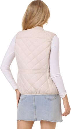 Жіноча степкова жилетка Fuinoth з рифленим коміром, натуральний блискавка, стьобана жилетка (M, Бежевий)