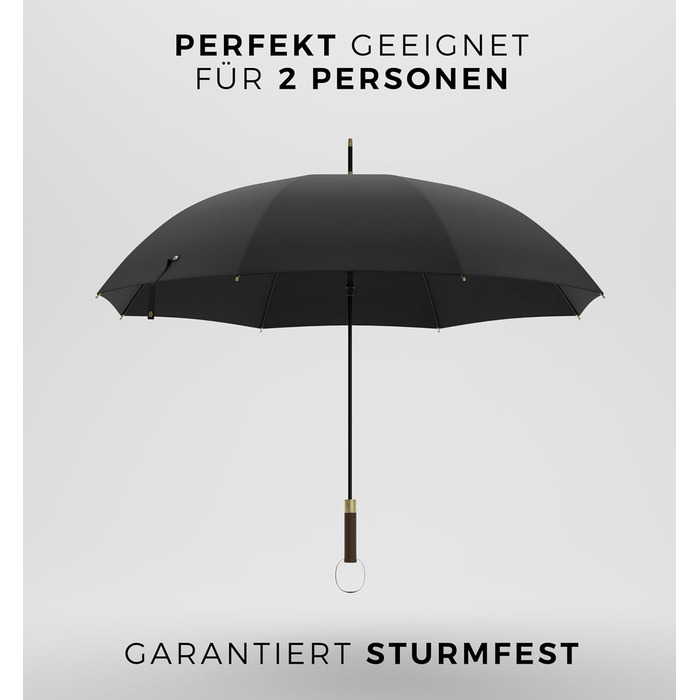 Sapor Design Umbrella Stick Umbrella Stormproof Auto-Open Windproof | XXL Large & Stable for 2 People Men & Women | Golf Umbrella Travel – 123 cm Ø Elegant Black - Modern