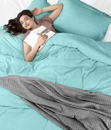 Комплект постільної білизни Utopia Bedding: ковдра 203x228 см, 2 наволочки, мікрофібра, блакитний
